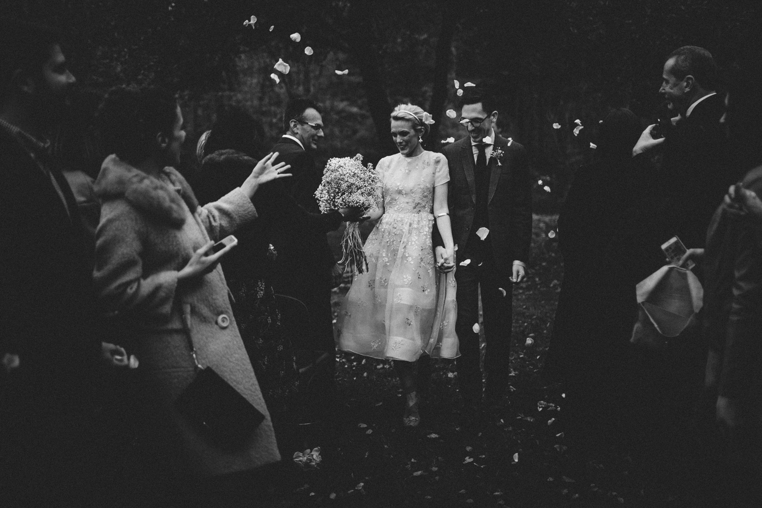 rose petals thrown after ceremony